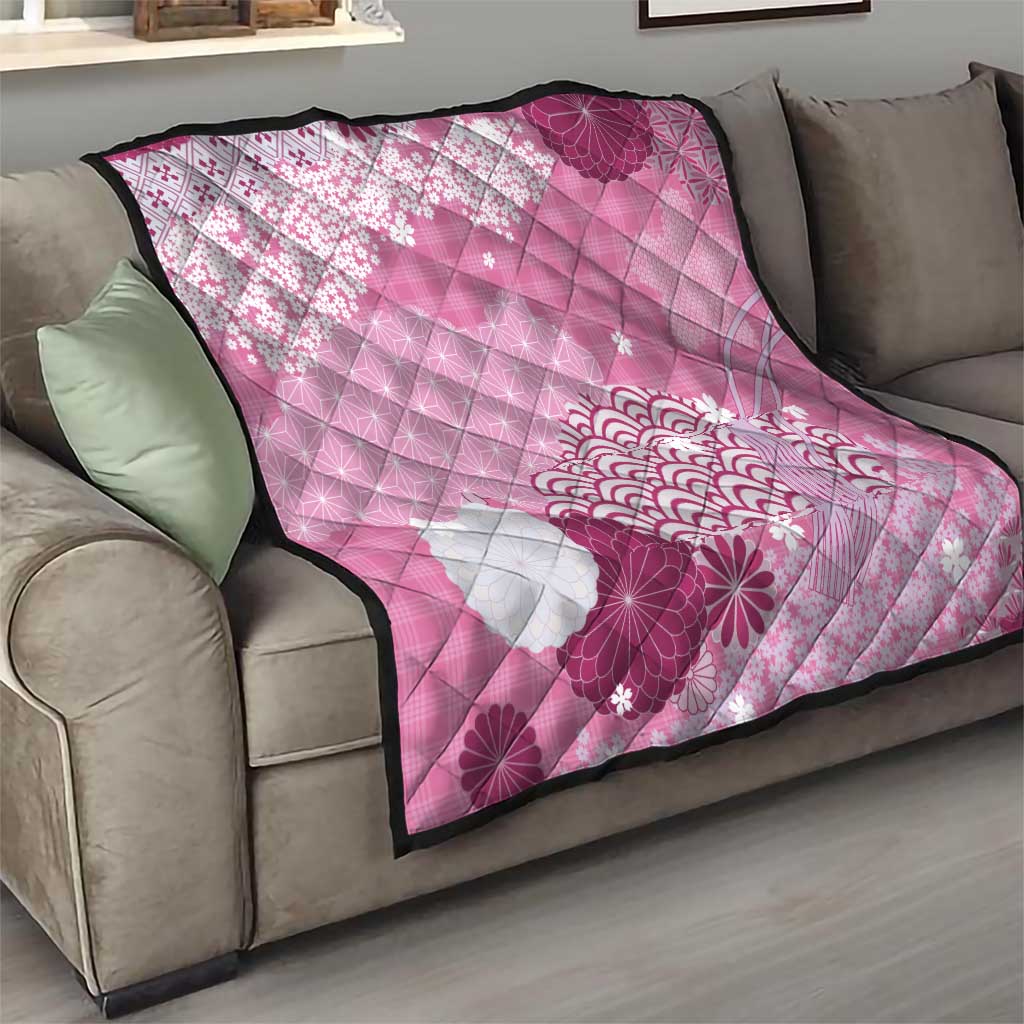 Pink Palaka Japanese Patterns Quilt Asanoha Seigaiha Sakura Motif - Polynesian Pride