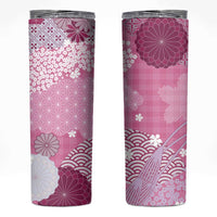 Pink Palaka Japanese Patterns Skinny Tumbler Asanoha Seigaiha Sakura Motif LT14 Pink - Polynesian Pride