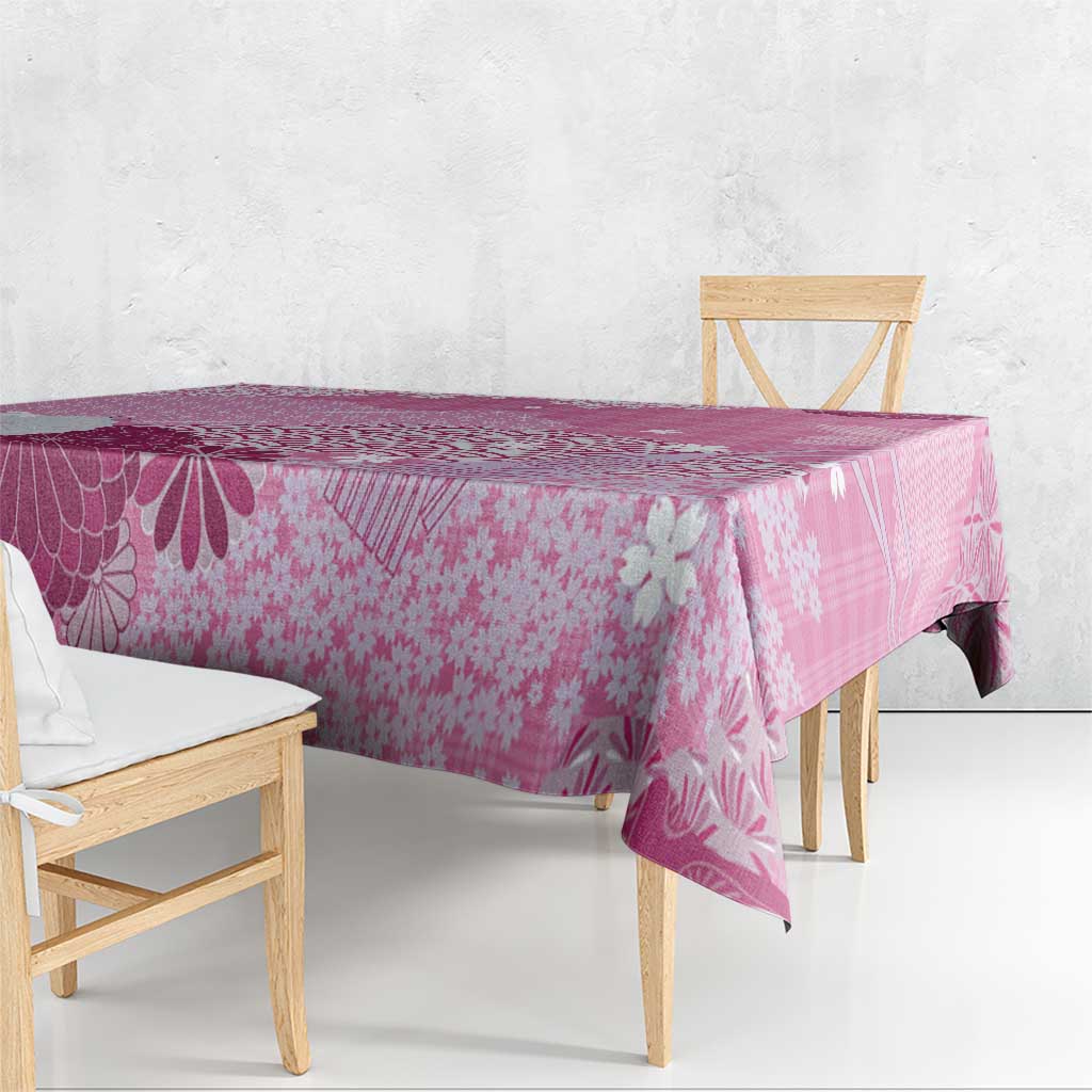 Pink Palaka Japanese Patterns Tablecloth Asanoha Seigaiha Sakura Motif LT14 - Polynesian Pride