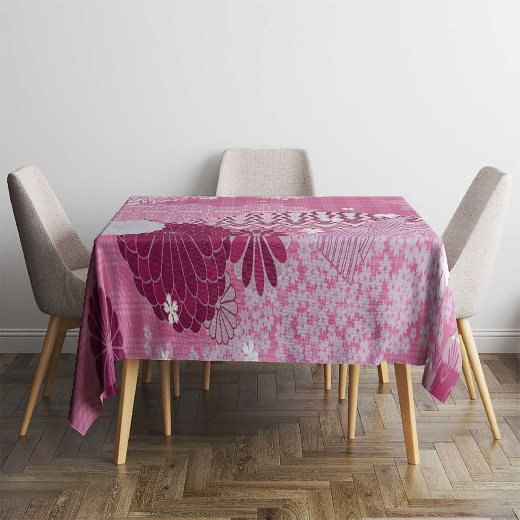 Pink Palaka Japanese Patterns Tablecloth Asanoha Seigaiha Sakura Motif LT14 - Polynesian Pride