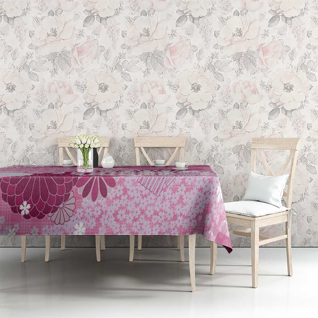 Pink Palaka Japanese Patterns Tablecloth Asanoha Seigaiha Sakura Motif LT14 - Polynesian Pride