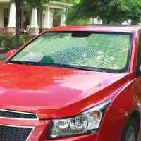 Green Palaka Japanese Patterns Auto Sun Shade Asanoha Seigaiha Sakura Motif LT14 - Polynesian Pride