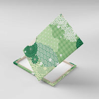 Green Palaka Japanese Patterns Canvas Wall Art Asanoha Seigaiha Sakura Motif LT14 With Frame Green - Polynesian Pride
