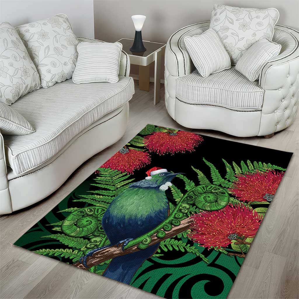 New Zealand Tui Bird Christmas Area Rug Maori Fern Mix Pohotukawa LT14 - Polynesian Pride