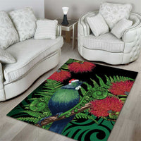New Zealand Tui Bird Christmas Area Rug Maori Fern Mix Pohotukawa LT14 - Polynesian Pride