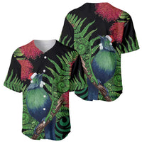 New Zealand Tui Bird Christmas Baseball Jersey Maori Fern Mix Pohotukawa LT14 - Polynesian Pride