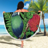 New Zealand Tui Bird Christmas Beach Blanket Maori Fern Mix Pohotukawa LT14 - Polynesian Pride