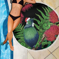 New Zealand Tui Bird Christmas Beach Blanket Maori Fern Mix Pohotukawa LT14 - Polynesian Pride