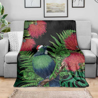 New Zealand Tui Bird Christmas Blanket Maori Fern Mix Pohotukawa LT14 - Polynesian Pride