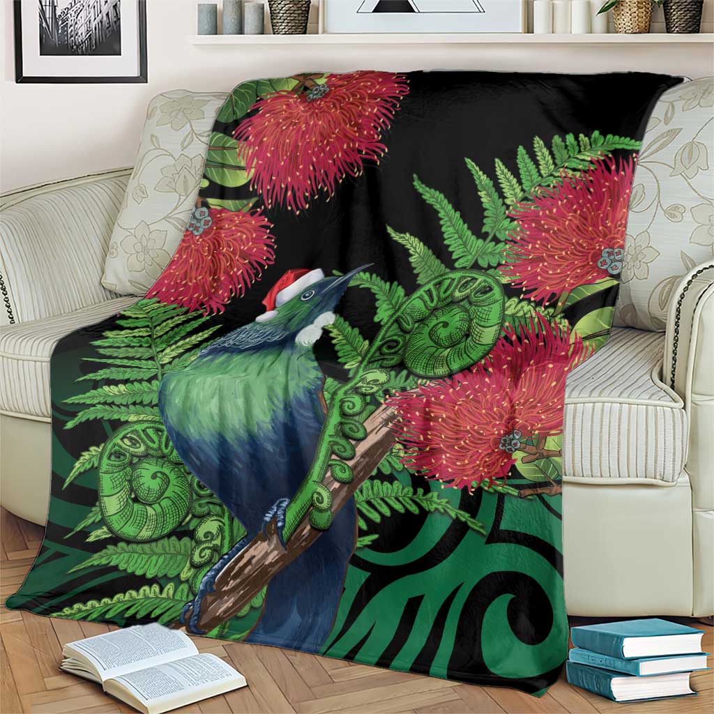New Zealand Tui Bird Christmas Blanket Maori Fern Mix Pohotukawa LT14 - Polynesian Pride