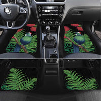 New Zealand Tui Bird Christmas Car Mats Maori Fern Mix Pohotukawa LT14 Set 4pcs Black - Polynesian Pride