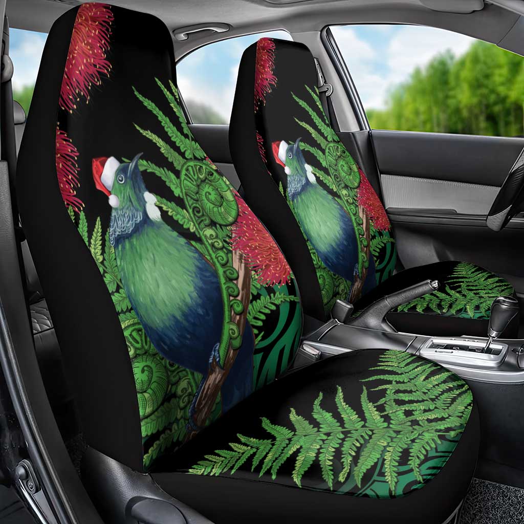 New Zealand Tui Bird Christmas Car Seat Cover Maori Fern Mix Pohotukawa LT14 - Polynesian Pride
