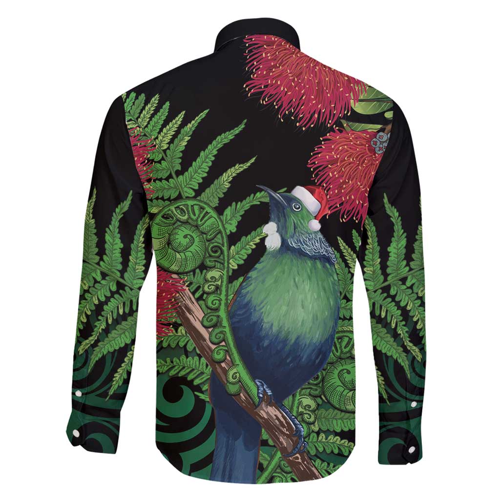 New Zealand Tui Bird Christmas Family Matching Summer Maxi Dress and Hawaiian Shirt Maori Fern Mix Pohotukawa LT14 - Polynesian Pride