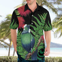New Zealand Tui Bird Christmas Hawaiian Shirt Maori Fern Mix Pohotukawa LT14 - Polynesian Pride