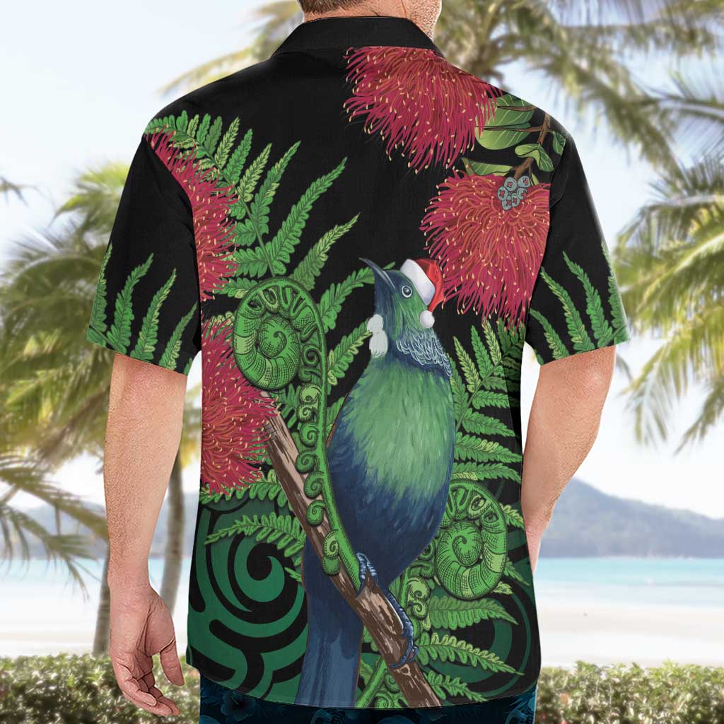 New Zealand Tui Bird Christmas Hawaiian Shirt Maori Fern Mix Pohotukawa LT14 - Polynesian Pride