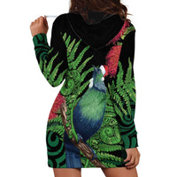 New Zealand Tui Bird Christmas Hoodie Dress Maori Fern Mix Pohotukawa LT14 - Polynesian Pride