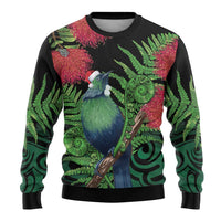 New Zealand Tui Bird Christmas Ugly Christmas Sweater Maori Fern Mix Pohotukawa LT14 - Polynesian Pride