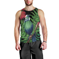 New Zealand Tui Bird Christmas Men Tank Top Maori Fern Mix Pohotukawa LT14 - Polynesian Pride