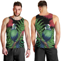 New Zealand Tui Bird Christmas Men Tank Top Maori Fern Mix Pohotukawa LT14 - Polynesian Pride