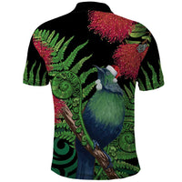 New Zealand Tui Bird Christmas Polo Shirt Maori Fern Mix Pohotukawa LT14 - Polynesian Pride