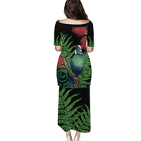 New Zealand Tui Bird Christmas Puletasi Maori Fern Mix Pohotukawa LT14 - Polynesian Pride