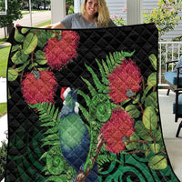 New Zealand Tui Bird Christmas Quilt Maori Fern Mix Pohotukawa LT14 Black - Polynesian Pride
