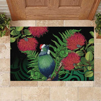 New Zealand Tui Bird Christmas Rubber Doormat Maori Fern Mix Pohotukawa LT14 Black - Polynesian Pride