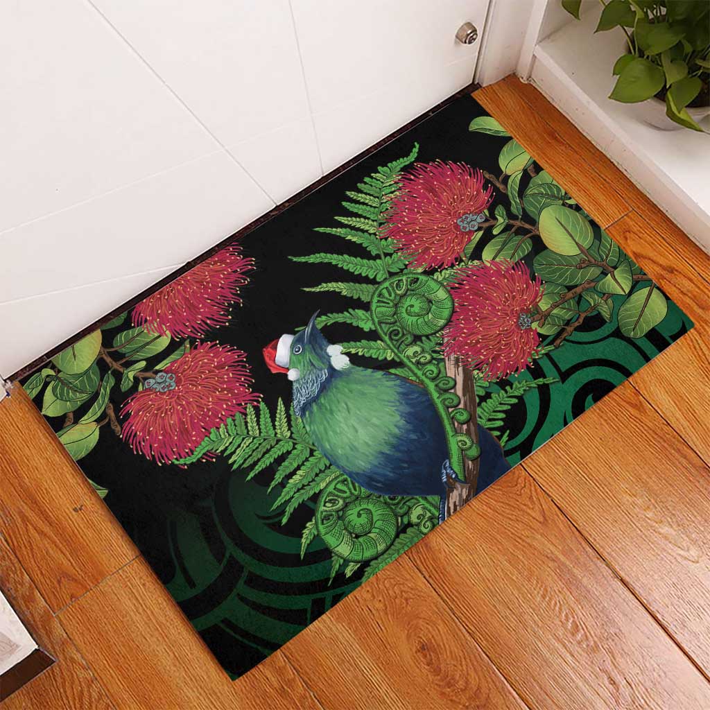 New Zealand Tui Bird Christmas Rubber Doormat Maori Fern Mix Pohotukawa LT14 - Polynesian Pride