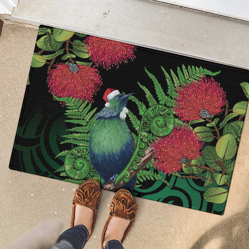 New Zealand Tui Bird Christmas Rubber Doormat Maori Fern Mix Pohotukawa LT14 - Polynesian Pride