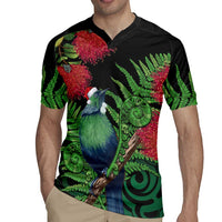 New Zealand Tui Bird Christmas Rugby Jersey Maori Fern Mix Pohotukawa LT14 - Polynesian Pride