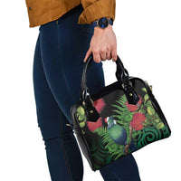 New Zealand Tui Bird Christmas Shoulder Handbag Maori Fern Mix Pohotukawa LT14 - Polynesian Pride