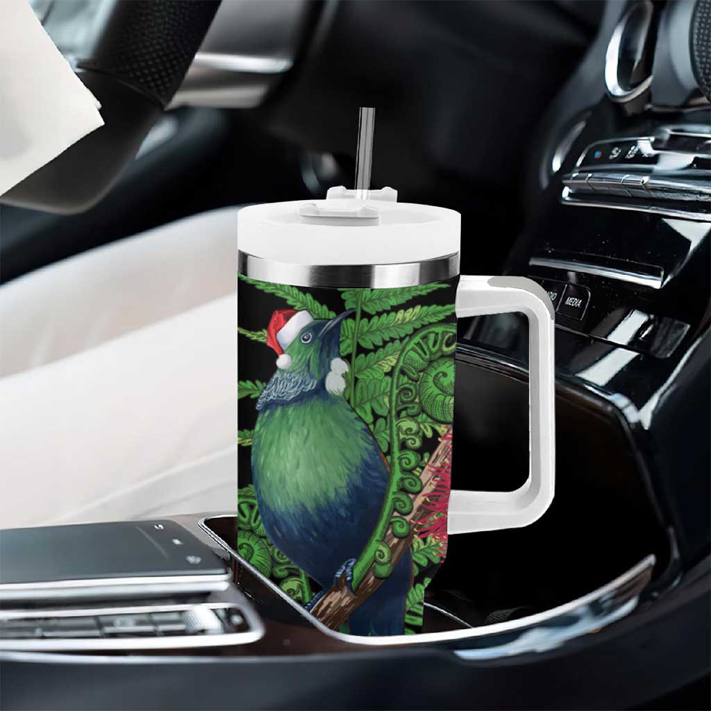 New Zealand Tui Bird Christmas Tumbler With Handle Maori Fern Mix Pohotukawa LT14 - Polynesian Pride