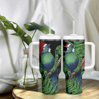 New Zealand Tui Bird Christmas Tumbler With Handle Maori Fern Mix Pohotukawa LT14 - Polynesian Pride