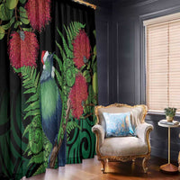 New Zealand Tui Bird Christmas Window Curtain Maori Fern Mix Pohotukawa LT14 - Polynesian Pride