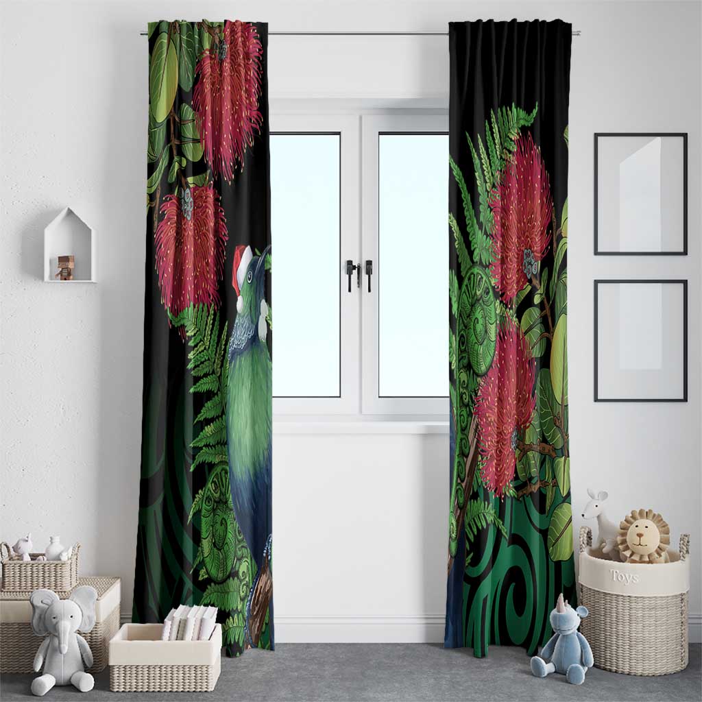 New Zealand Tui Bird Christmas Window Curtain Maori Fern Mix Pohotukawa LT14 - Polynesian Pride