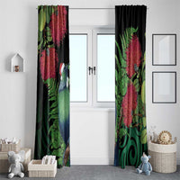 New Zealand Tui Bird Christmas Window Curtain Maori Fern Mix Pohotukawa LT14 - Polynesian Pride