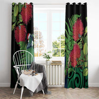 New Zealand Tui Bird Christmas Window Curtain Maori Fern Mix Pohotukawa LT14 - Polynesian Pride