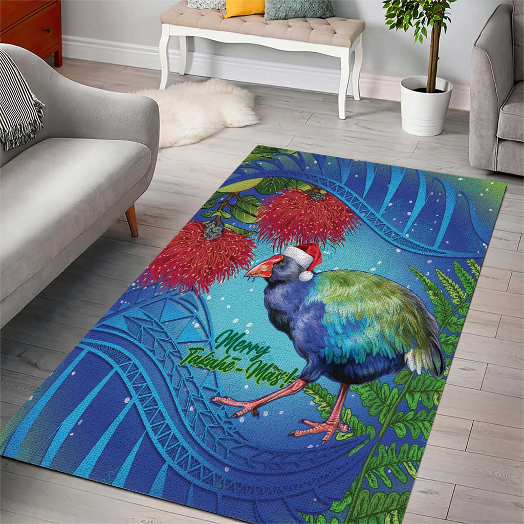 New Zealand Takahe Christmas Area Rug Maori Fern Mix Pohotukawa LT14 - Polynesian Pride