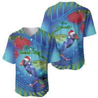 New Zealand Takahe Christmas Baseball Jersey Maori Fern Mix Pohotukawa LT14 - Polynesian Pride