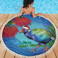 New Zealand Takahe Christmas Beach Blanket Maori Fern Mix Pohotukawa LT14 - Polynesian Pride