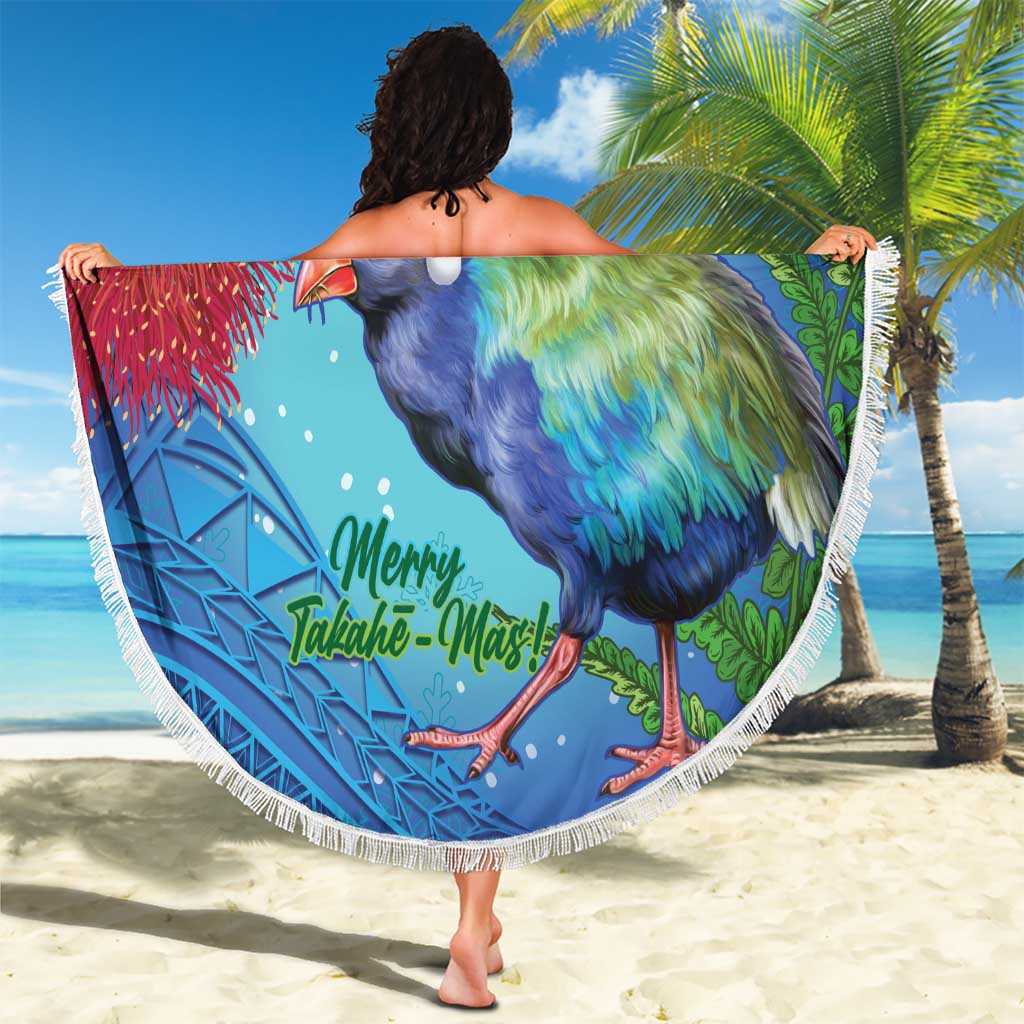 New Zealand Takahe Christmas Beach Blanket Maori Fern Mix Pohotukawa LT14 - Polynesian Pride