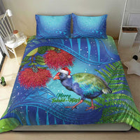 New Zealand Takahe Christmas Bedding Set Maori Fern Mix Pohotukawa