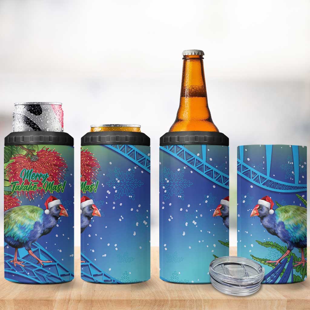 New Zealand Takahe Christmas 4 in 1 Can Cooler Tumbler Maori Fern Mix Pohotukawa LT14 - Polynesian Pride