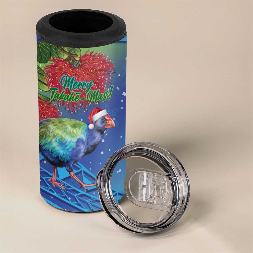 New Zealand Takahe Christmas 4 in 1 Can Cooler Tumbler Maori Fern Mix Pohotukawa LT14 - Polynesian Pride