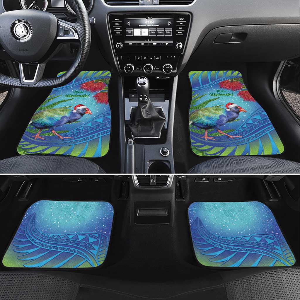 New Zealand Takahe Christmas Car Mats Maori Fern Mix Pohotukawa LT14 Set 4pcs Blue - Polynesian Pride