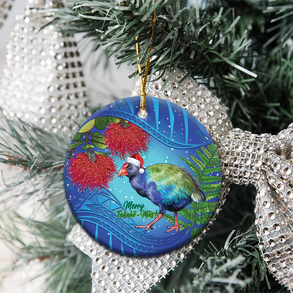 New Zealand Takahe Christmas Ceramic Ornament Maori Fern Mix Pohotukawa LT14 - Polynesian Pride