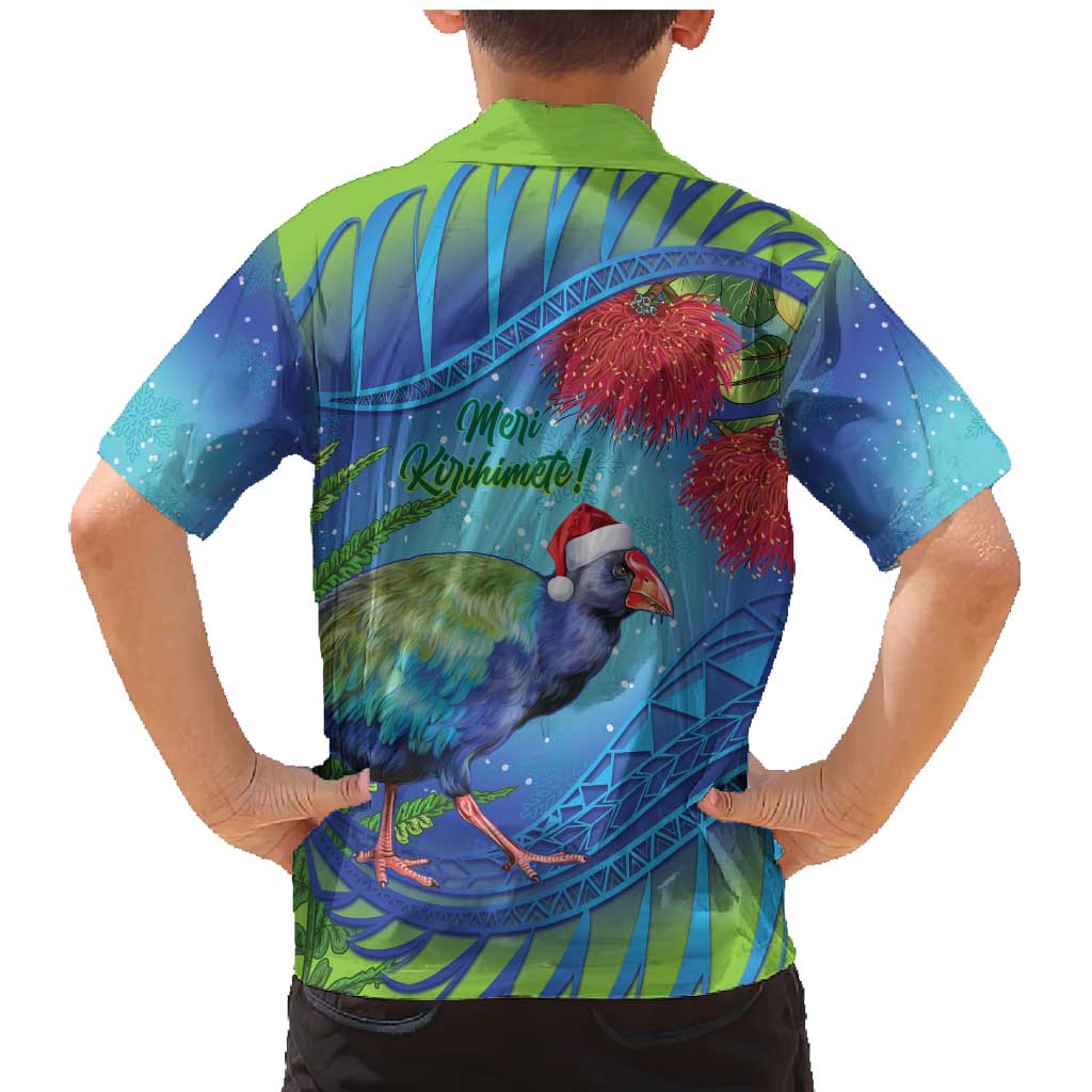 New Zealand Takahe Christmas Family Matching Mermaid Dress and Hawaiian Shirt Maori Fern Mix Pohotukawa LT14 - Polynesian Pride