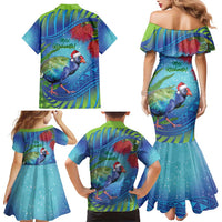 New Zealand Takahe Christmas Family Matching Mermaid Dress and Hawaiian Shirt Maori Fern Mix Pohotukawa LT14 - Polynesian Pride