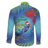 New Zealand Takahe Christmas Family Matching Off Shoulder Maxi Dress and Hawaiian Shirt Maori Fern Mix Pohotukawa LT14 - Polynesian Pride