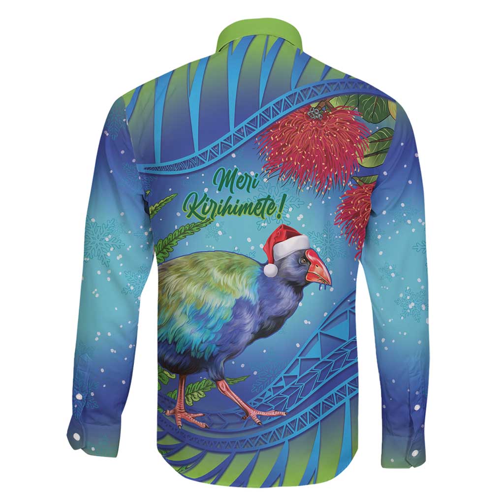 New Zealand Takahe Christmas Family Matching Off Shoulder Short Dress and Hawaiian Shirt Maori Fern Mix Pohotukawa LT14 - Polynesian Pride